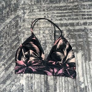 Forever 21 Black and Pink Tropical Bikini Top